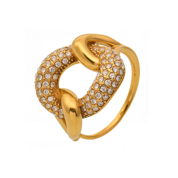 Wholesale Women's Fashion Geometric Stainless Steel 18K Gold Plated Opening Adjustment Ring