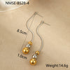 Wholesale Women's Fashion Geometric Stainless Steel 18K Gold Plated Round Bead Earrings