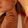 Wholesale Women's Fashion Geometric Stainless Steel 18K Gold Plated Round Bead Earrings