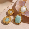 Wholesale Women's Fashion Geometric Stainless Steel 18K Gold Plated Splicing Ite Earrings