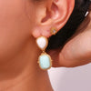 Wholesale Women's Fashion Geometric Stainless Steel 18K Gold Plated Splicing Ite Earrings