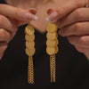 Wholesale Women's Fashion Geometric 316L Stainless Steel 18K Gold Plated Wafer Chain Tassel Earrings