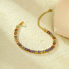 Wholesale Women's Fashion Geometric Stainless Steel 18K Oval Color Zircon Electroplated Bracelet