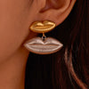 Wholesale Women's Fashion Geometric Stainless Steel Lip Earrings With Electroplating