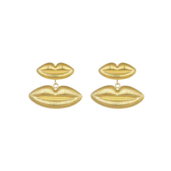 Wholesale Women's Fashion Geometric Stainless Steel Lip Earrings With Electroplating