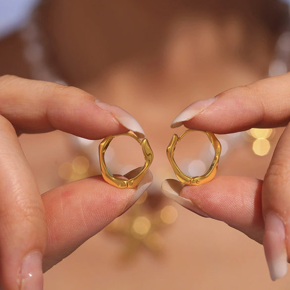 Wholesale Women's Fashion Geometric 316L Stainless Steel Pvd Electroplated 18K Gold Earrings