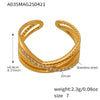 Wholesale Women's Fashion Geometric Stainless Steel Three Layer Opening Adjustable Ring With 18K Real Gold Vacuum Plating