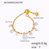 Wholesale Women's Fashion Geometric Tassel Crystal Stone Pendant Titanium Steel Electroplated Pullout Ring Hand Jewelry