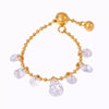 Wholesale Women's Fashion Geometric Tassel Crystal Stone Pendant Titanium Steel Electroplated Pullout Ring Hand Jewelry