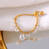 Wholesale Women's Fashion Geometric Tassel Crystal Stone Pendant Titanium Steel Electroplated Pullout Ring Hand Jewelry