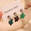 Wholesale Women's Fashion Geometric Tiger Eye Stone Earrings 316L Stainless Steel Electroplated
