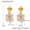 Wholesale Women's Fashion Geometric Tiger Eye Stone Earrings 316L Stainless Steel Electroplated