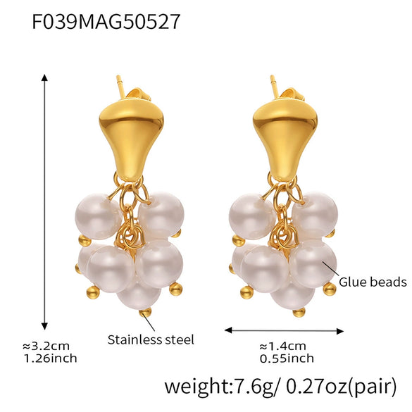 Wholesale Women's Fashion Geometric Tiger Eye Stone Earrings 316L Stainless Steel Electroplated