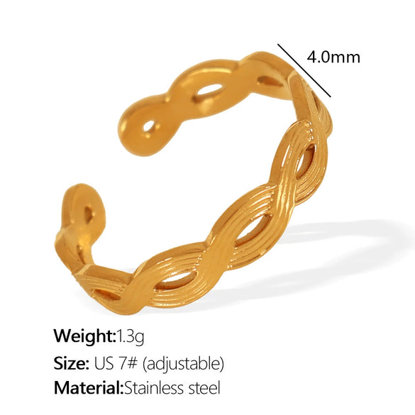 Wholesale Women's Fashion Geometric 316L Stainless Steel Living Ring With Electroplating