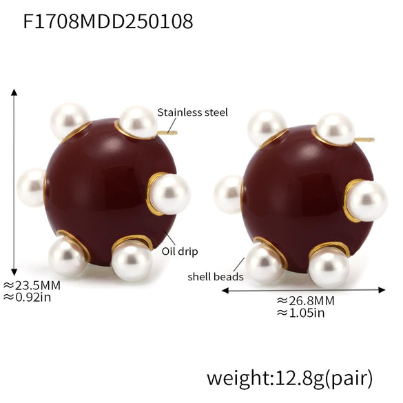 Wholesale Women's Fashion Geometric U Shape Titanium Steel Electroplated Pearl Earrings