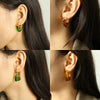 Wholesale Women's Fashion Geometric Ushaped Resin And 316L Stainless Steel Earrings With Electroplating Treatment
