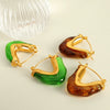 Wholesale Women's Fashion Geometric Ushaped Resin And 316L Stainless Steel Earrings With Electroplating Treatment