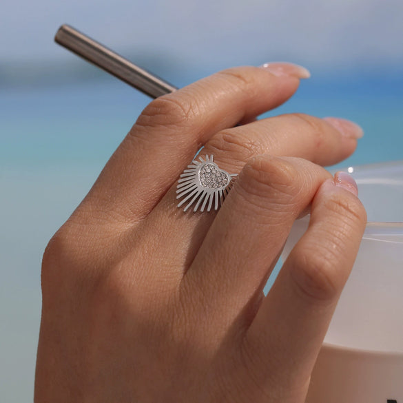 Wholesale Women's Fashion Geometric Wing Opening Ring Stainless Steel Furnace Pvd Electroplated