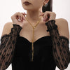 Wholesale Women's Fashion Geometric Woolen Multilayer Tassel Curved Strip Stacked Long Necklace Stainless Steel 18K Gold Plated