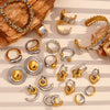 Wholesale Women's Fashion Gold Earrings Bracelet And Ring Set Stainless Steel 18K Gold Plated Geometric Pattern