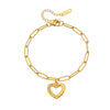 Wholesale Women's Fashion Gold Plated Stainless Steel Heart Shape Bracelet