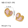 Wholesale Women's Fashion Heart Shaped Drop Oil Earrings In Stainless Steel With 18K Vacuum Plating In Furnace