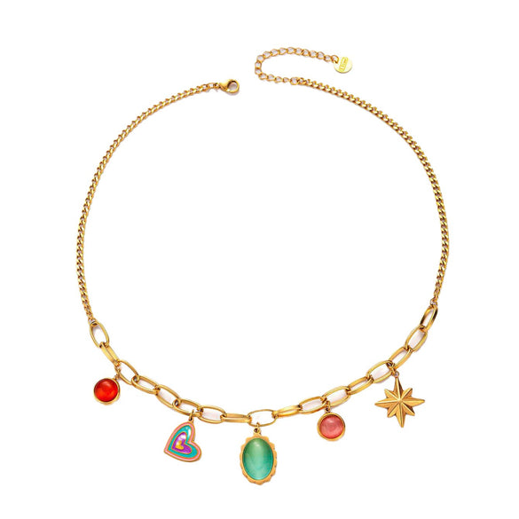 Wholesale Women's Fashion Heartshaped Electroplated Stainless Steel Clavicle Chain