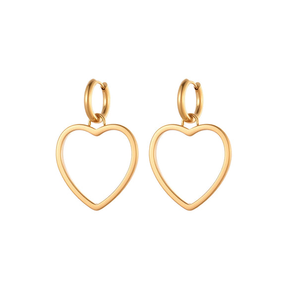 Wholesale Women's Fashion Heartshaped Hollow Electroplated Stainless Steel Earrings