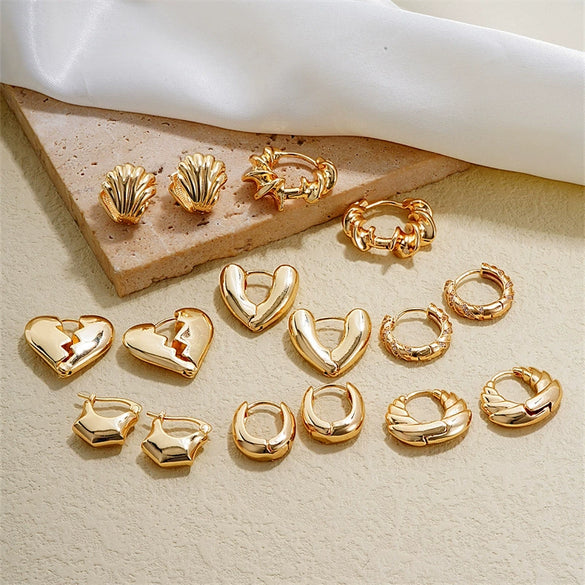 Wholesale Women's Fashion Highgrade Stainless Steel Geometric Hollow Electroplated Earrings
