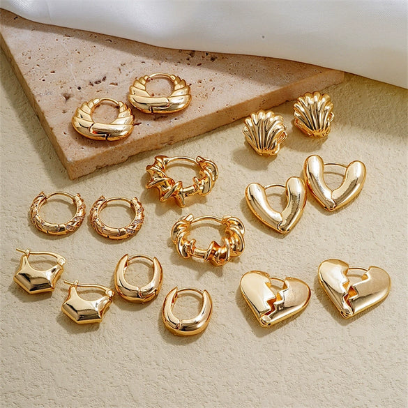 Wholesale Women's Fashion Highgrade Stainless Steel Geometric Hollow Electroplated Earrings