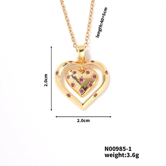 Wholesale Women's Fashion Hollow Heart Pendant Necklace Copper Electroplated Jewelry