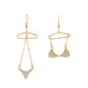 Wholesale Women's Fashion Jewelry Asymmetric Zircon Earrings Zinc Alloy 925 Silver Geometric Style