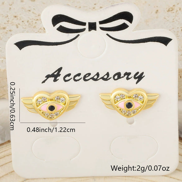 Wholesale Women's Fashion Jewelry Copper Heart Shaped Love Earrings With Diamond Design