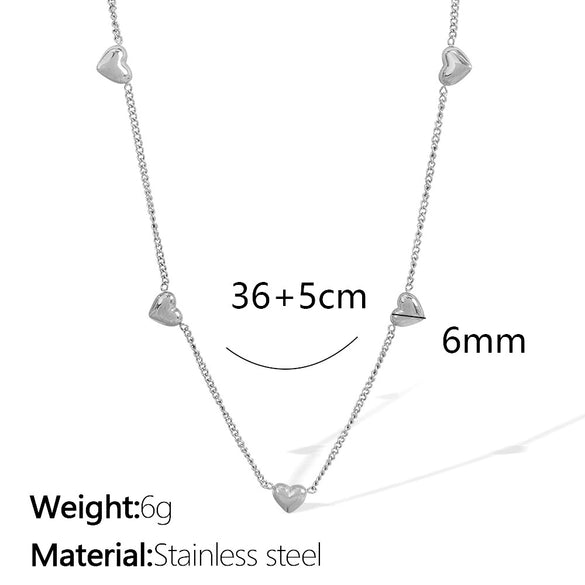 Wholesale Women's Fashion Jewelry Set With Heart Shape Pendant 316L Stainless Steel Love And Water Drops Pattern Electroplating Treatment