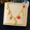 Wholesale Women's Fashion Jewelry Set With Heart Water Drop Bell Pattern Cross Chain Stainless Steel Electroplated Pendant