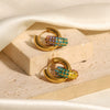 Wholesale Women's Fashion Jewelry Stainless Steel Donut Earrings 18K Gold Plated Geometric Electroplated