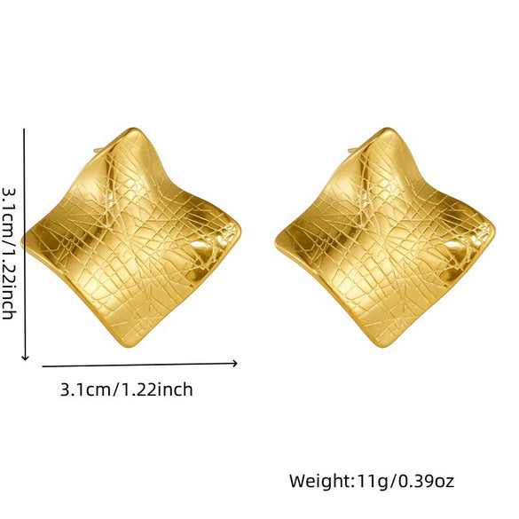 Wholesale Women's Fashion Jewelry Stainless Steel Geometric Box Earrings With Electroplating