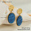 Wholesale Women's Fashion Jewelry Stainless Steel Geometric Leopard Print Electroplated Pendant Necklace And Earrings