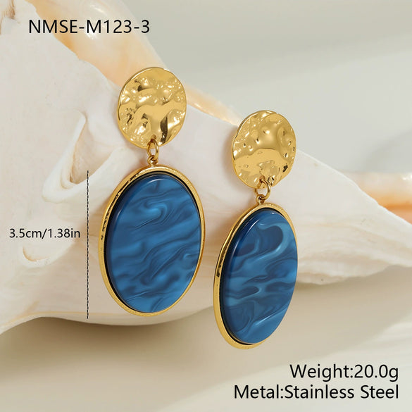 Wholesale Women's Fashion Jewelry Stainless Steel Geometric Leopard Print Electroplated Pendant Necklace And Earrings