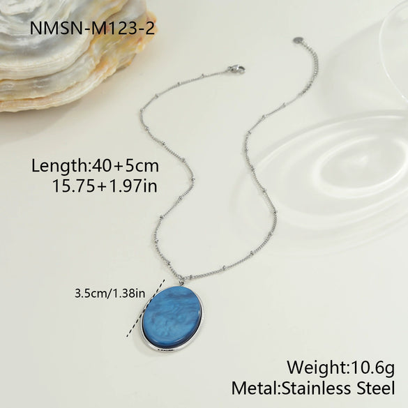 Wholesale Women's Fashion Jewelry Stainless Steel Geometric Leopard Print Electroplated Pendant Necklace And Earrings