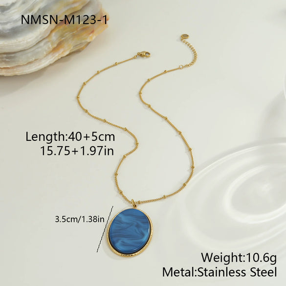 Wholesale Women's Fashion Jewelry Stainless Steel Geometric Leopard Print Electroplated Pendant Necklace And Earrings