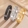 Wholesale Women's Fashion Laser Fourleaf Clover Titanium Steel Electroplated Bracelet Jewelry