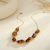 Wholesale Women's Fashion Leopard Print Geometric Stainless Steel 18K Gold Plated Necklace And Bracelet