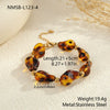 Wholesale Women's Fashion Leopard Print Geometric Stainless Steel 18K Gold Plated Necklace And Bracelet