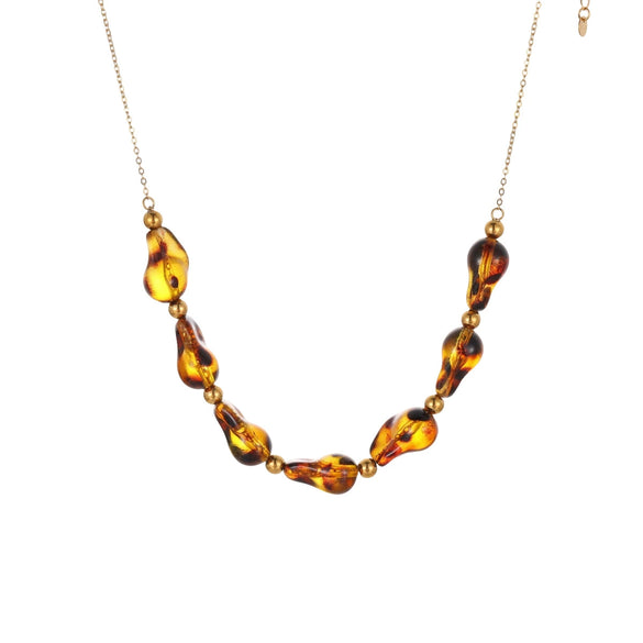 Wholesale Women's Fashion Leopard Print Geometric Stainless Steel 18K Gold Plated Necklace And Bracelet