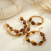 Wholesale Women's Fashion Leopard Print Geometric Stainless Steel 18K Gold Plated Necklace And Bracelet