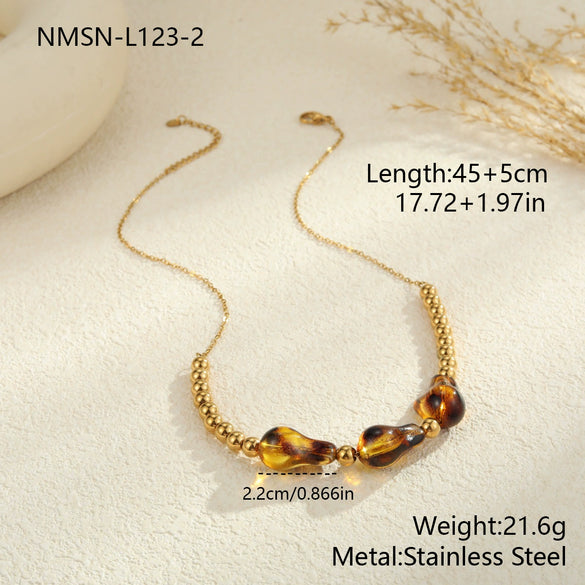 Wholesale Women's Fashion Leopard Print Geometric Stainless Steel 18K Gold Plated Necklace And Bracelet