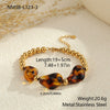 Wholesale Women's Fashion Leopard Print Geometric Stainless Steel 18K Gold Plated Necklace And Bracelet