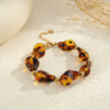 Wholesale Women's Fashion Leopard Print Geometric Stainless Steel 18K Gold Plated Necklace And Bracelet