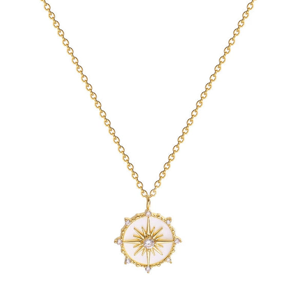 Wholesale Women's Fashion Light Luxury Clavicle Chain Necklace With Geometric Four Leaf Flower Pendant Made Of Stainless Steel And Electroplated